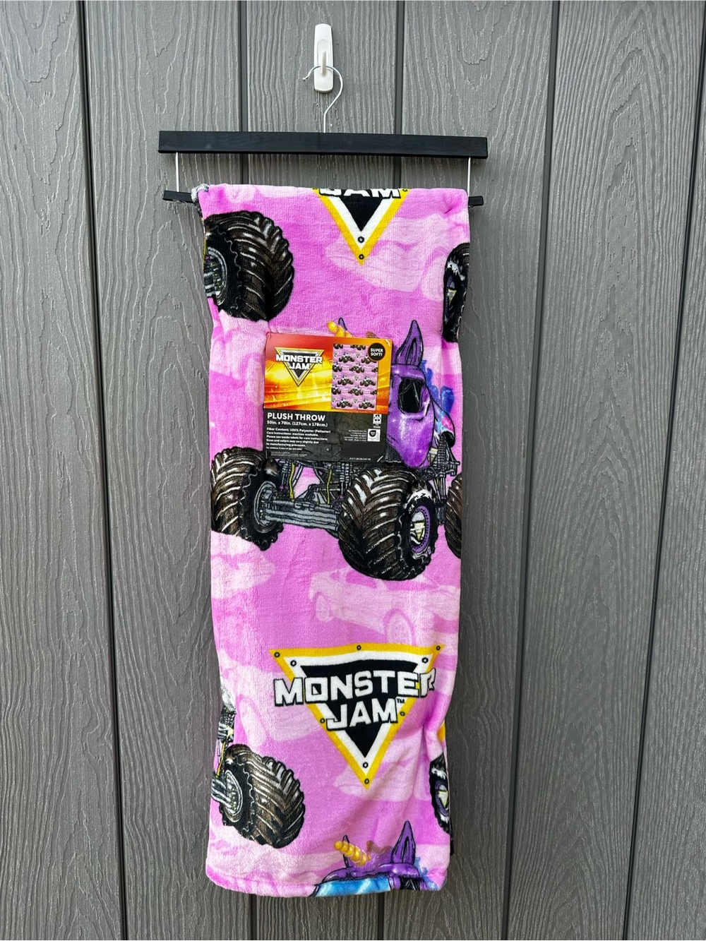 Monster Jam Purple Pink Plush Throw Blanket NWT